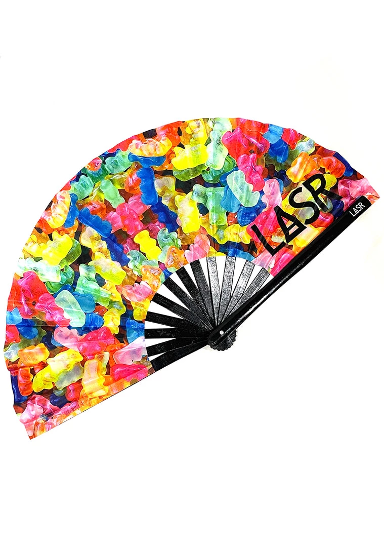 LASR Sugar High Gummy Bear UV Reactive Rave Fan 4 LASR Sugar High Gummy Bear UV Reactive Rave Fan