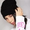 LA Style Rush Pom Knit Beanie In Black The Great Fantastic 2 LA Style Rush Pom Knit Beanie In Black The Great Fantastic