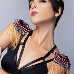 LASR Accessories Rainbow Rebellion Studded 2PC Shoulder Pad Set