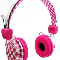 LAXMAX Accessories Pink Dots Stereo Headphones