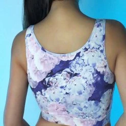 LA Style Rush Women's Festival La Vida Flor Bra Top In Purple Floral