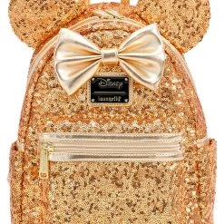 Loungefly X LASR Exclusive Disney Yellow Gold Sequin Minnie Mini Backpack LASR Exclusives