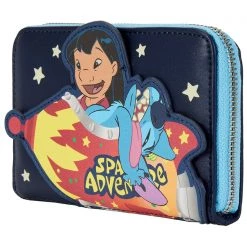 Loungefly X Disney Lilo And Stitch Space Adventure Glow Zip Around Wallet