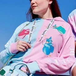 Loungefly Women's Festival X Disney Sleeping Beauty Make It Pink Blue Crop Hoodie