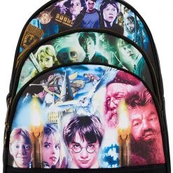 Loungefly New X Harry Potter Trilogy Triple Pocket Mini Backpack