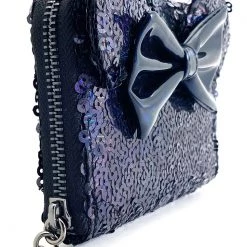 Loungefly X LASR Exclusive Disney Celestial Dreams Black Holographic Sequin Minnie Zip Wallet New