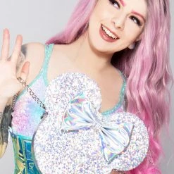 Loungefly New X LASR Exclusive Disney Holographic Minnie Sequin Crossbody Bag