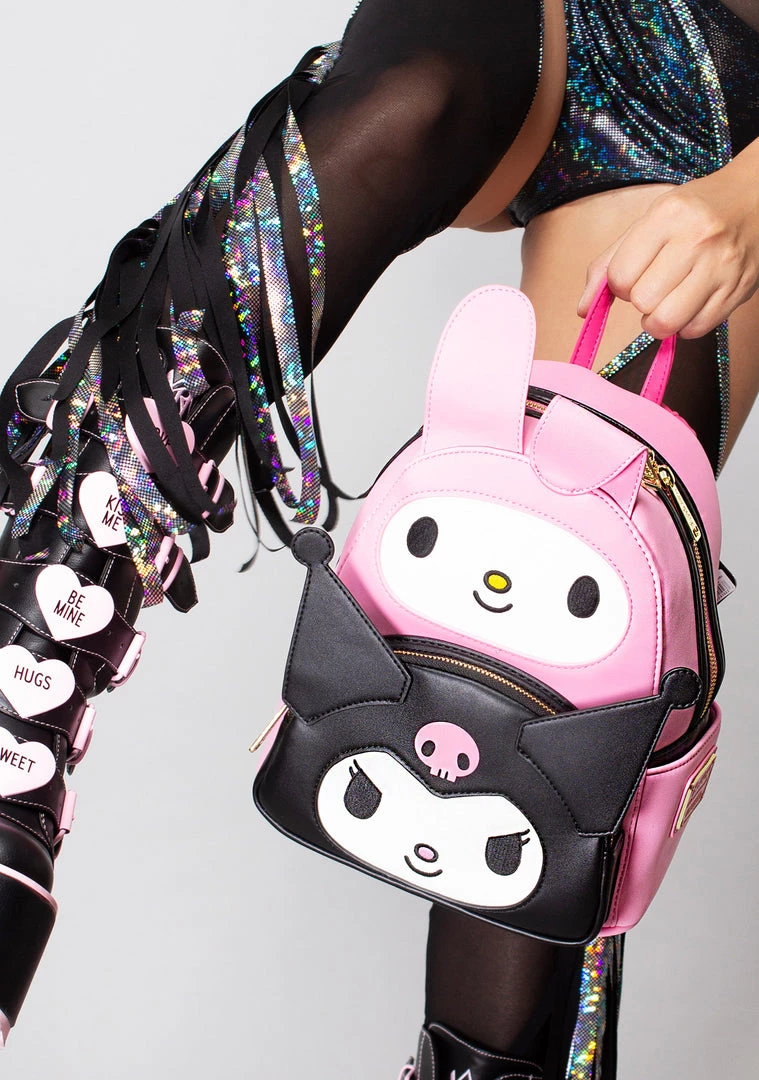 Loungefly X Sanrio My Melody Kuromi Double Pocket Cosplay Mini Backpack 3 Loungefly X Sanrio My Melody Kuromi Double Pocket Cosplay Mini Backpack