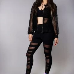 LA Style Rush Women's Festival Meshed Up Cut-Out Leggings