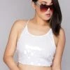 Motel Rocks Women's Festival Anery Disc Sequin Crop Top