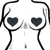 Pastease Love Glitter Heart Nipple Pasties In Black