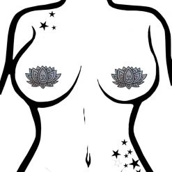 Pastease Glitter Ohm Lotus Nipple Pasties In Silver