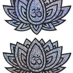 Pastease Glitter Ohm Lotus Nipple Pasties In Silver