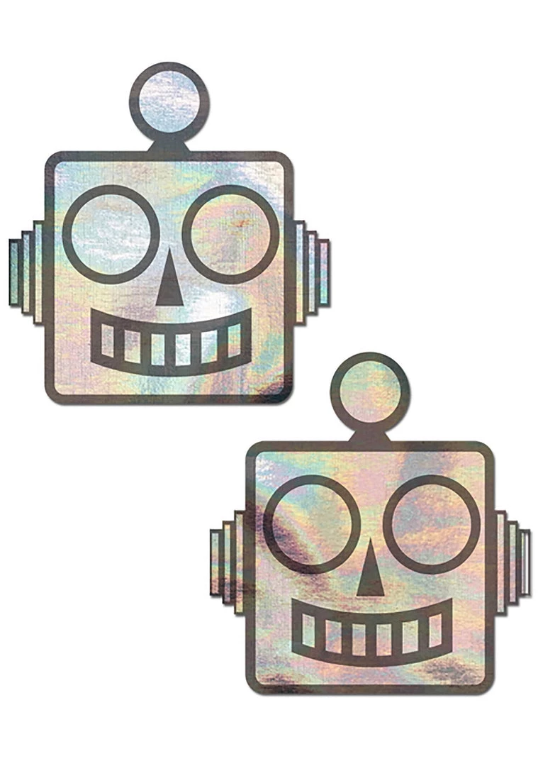 Pastease Holographic Robot Nipple Pasties In Silver Accessories 4 Pastease Holographic Robot Nipple Pasties In Silver Accessories