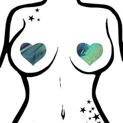 Pastease Accessories Love Heart Nipple Pasties In Liquid Black Opal