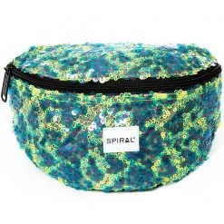 Spiral Infinity Reef Sequin Bum Bag In Blue/Green