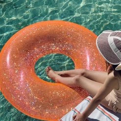 SunnyLife Neon Coral Glitter Pool Ring