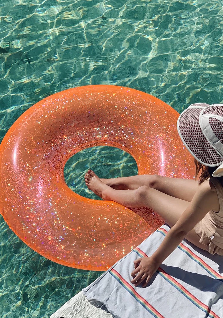SunnyLife Neon Coral Glitter Pool Ring 3 SunnyLife Neon Coral Glitter Pool Ring