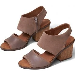 TOMS Majorca Suede Block Sandals In Taupe Grey Shoes