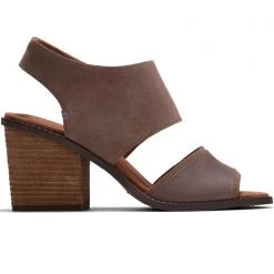 TOMS Majorca Suede Block Sandals In Taupe Grey Shoes