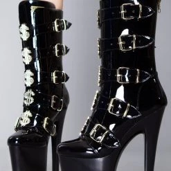 XTRA VIP Platform Heels In Black Gold