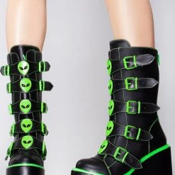 Y.R.U. Dune Alien Platform Boots In Black Green