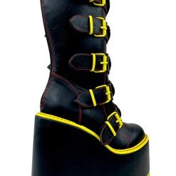 Y.R.U. New Dune Biohazard Platform Boots In Black/Yellow