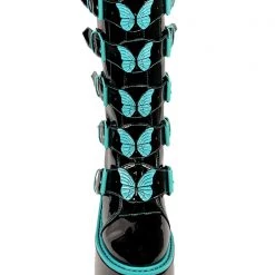 Y.R.U. Dune Butterfly Platform Boots In Black Teal