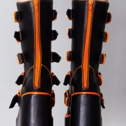 Y.R.U. Dune Jackolantern Platform Boots In Black Orange Shoes