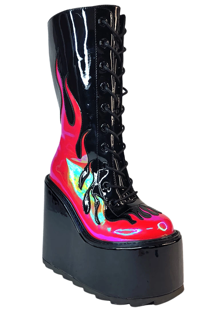 Y.R.U. Dune Lace Up Flame In Black/Red 7 Y.R.U. Dune Lace Up Flame In Black/Red