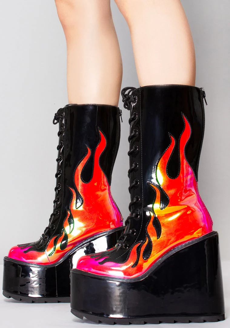 Y.R.U. Dune Lace Up Flame In Black/Red 3 Y.R.U. Dune Lace Up Flame In Black/Red