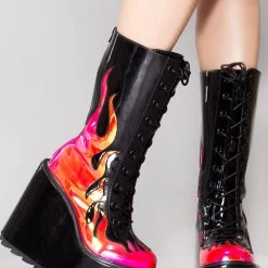 Y.R.U. Dune Lace Up Flame In Black/Red