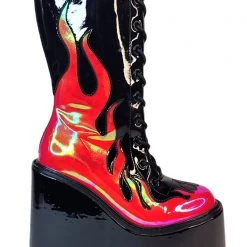 Y.R.U. Dune Lace Up Flame In Black/Red 11 Y.R.U. Dune Lace Up Flame In Black/Red