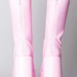 Y.R.U. Dune Lace Up Platform Boots In Baby Pink