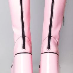 Y.R.U. Dune Lace Up Platform Boots In Pink Black Tea Room Cinema