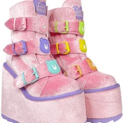 Y.R.U. Mad World Dune Lo Care Bears Platform Boots In Pink