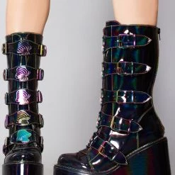 Y.R.U. Dune Mushroom Platform Boots In Black Multicolor