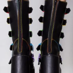 Y.R.U. Dune Rainbow Platform Boots In Black Shoes