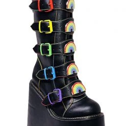 Y.R.U. Dune Rainbow Platform Boots In Black Shoes