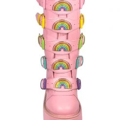Y.R.U. Dune Rainbow Platform Boots In Pastel Pink