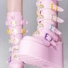 Y.R.U. Dune Rainbow Platform Boots In Pastel Pink