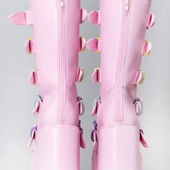 Y.R.U. Dune Rainbow Platform Boots In Pastel Pink