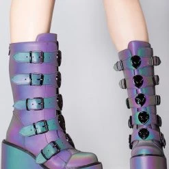 Y.R.U. Shoes Dune Alien Platform Boots In Reflective