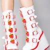 Y.R.U. Shoes Dune Strawberry Platform Boots In White/Red