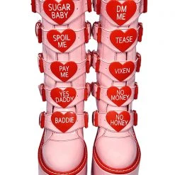 Y.R.U. New Dune Valentine Platform Boots In Pink Red