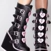 Y.R.U. New Dune Valentine Platform Boots In Black Pink