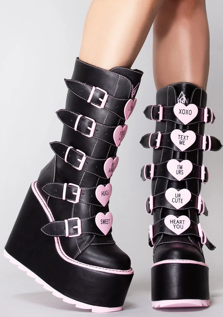 Y.R.U. New Dune Valentine Platform Boots In Black Pink 3 Y.R.U. New Dune Valentine Platform Boots In Black Pink