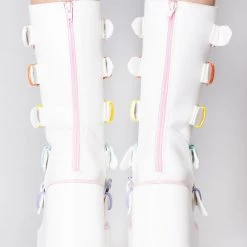 Y.R.U. Shoes Dune Valentine Platform Boots In White Pastel