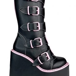 Y.R.U. New Dune Valentine Platform Boots In Black Pink 12 Y.R.U. New Dune Valentine Platform Boots In Black Pink
