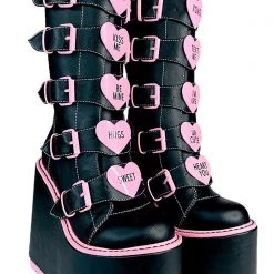 Y.R.U. New Dune Valentine Platform Boots In Black Pink 11 Y.R.U. New Dune Valentine Platform Boots In Black Pink
